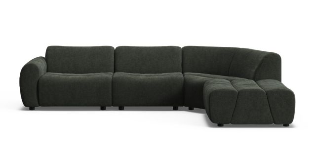 Elio 5 seat corner modular with right facing ottoman