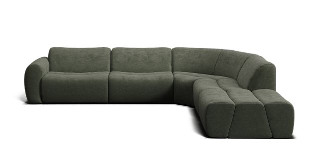 Elio 6 seat corner modular with right facing ottoman