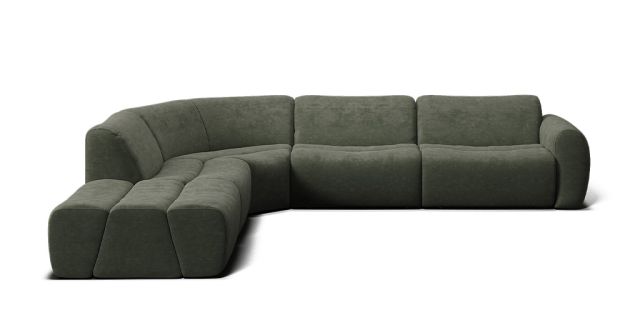 Elio 6 seat corner modular with left facing ottoman	