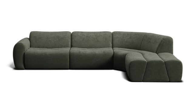 Elio 5 seat corner modular with right facing ottoman