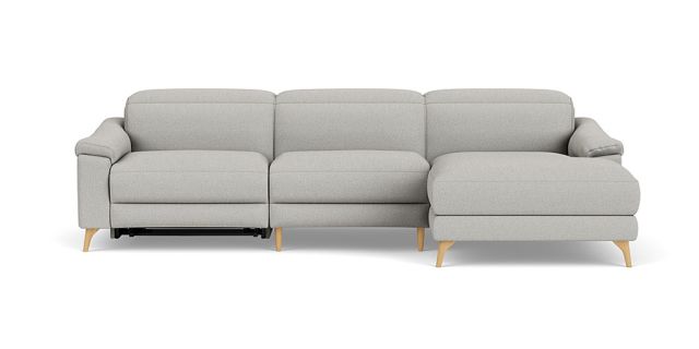 Mirow 3 seat electric recliner + electric headrest + right facing chaise in ancona livid fabric