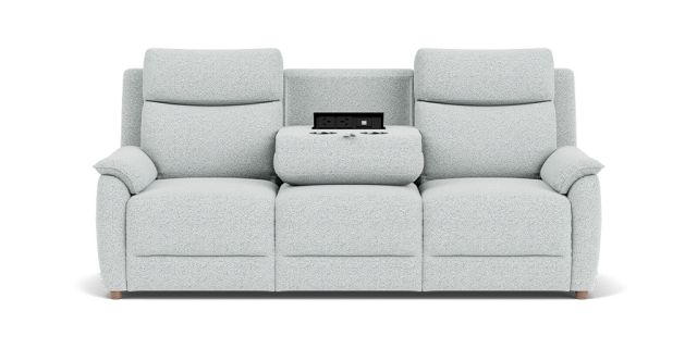 Odette 3 seat dual electric recliners with electric headrests & drop down table with cup holders