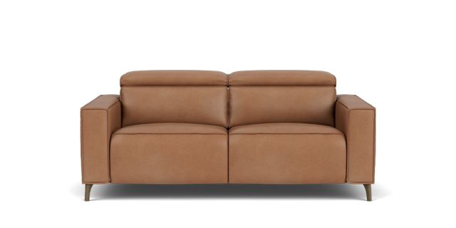 Leather sofa with recliners deals on each end