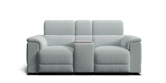 Saratoga 2 seat dual electric recliners, electric telescopic headrests & console with theatre sound
