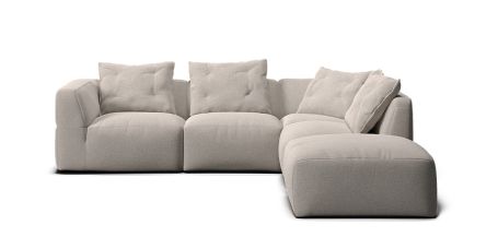 Palm Beach 6 seat corner modular with right facing ottoman | Plush