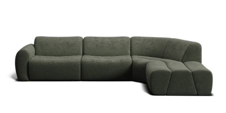 Elio 5 seat corner modular with right facing ottoman