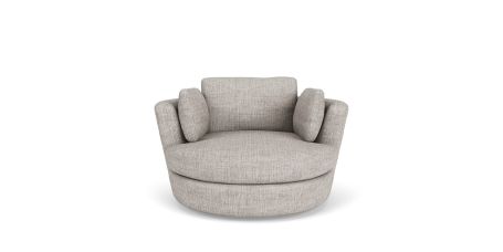 Snuggle fabric swivel armchair