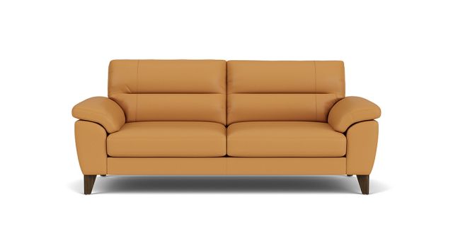 Kenji 2.5 seat leather sofa in yellow