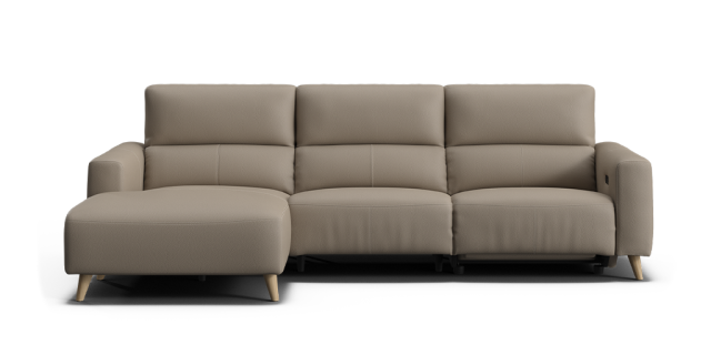 Blaise 3 seat electric recliner with electric telescopic headrests & left facing chaise | Plush