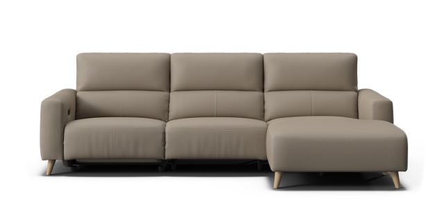 Blaise 3 seat electric recliner with electric telescopic headrests & right facing chaise | Plush