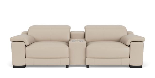 Austin 2.5 seat dual electric recliner with electric headrest + console in leather