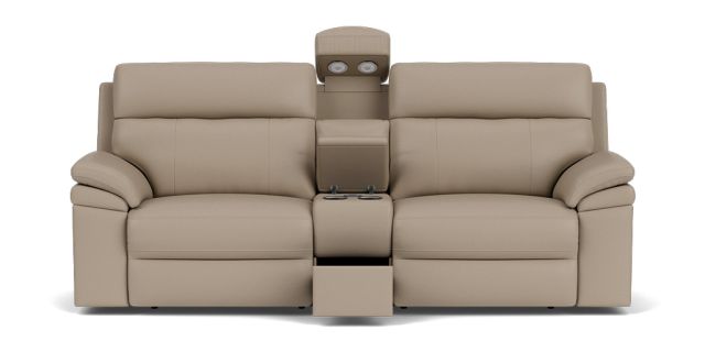 Vance 3 seat dual electric recliner with electric headrest & storage console with cooling cupholders, wireless charger & LED lights | Plush