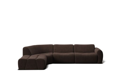 Elio 5 seat corner modular with left facing ottoman | Plush