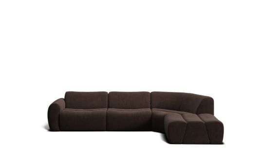 Elio 5 seat corner modular with right facing ottoman | Plush