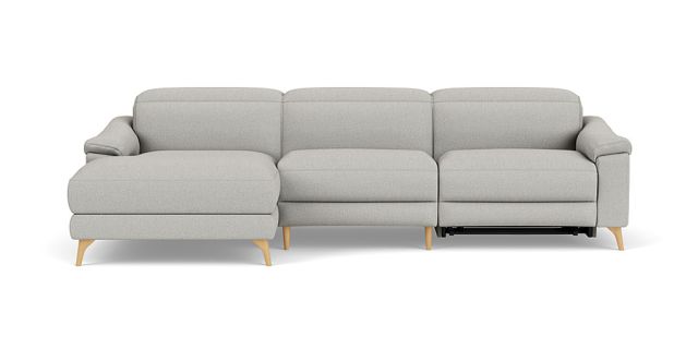 Mirow 3 seat electric recliner + electric headrest + left facing chaise in Ancona livid fabric