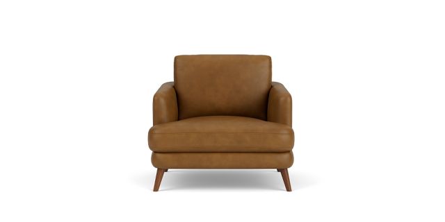 Zane leather armchair with chestnut leg